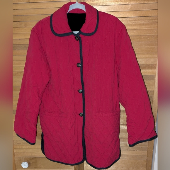 💥 Vtg.Talbots Women's Red Quilted Reversible Jacket - Picture 1 of 7